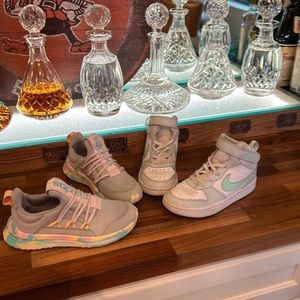 Girls size 1 Nike and Adidas athletic shoes bundle